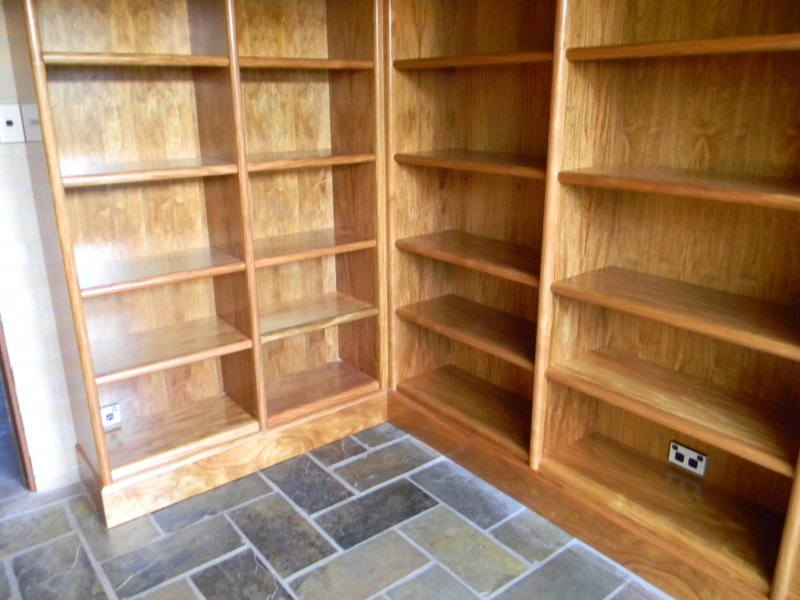 Timber book shelves