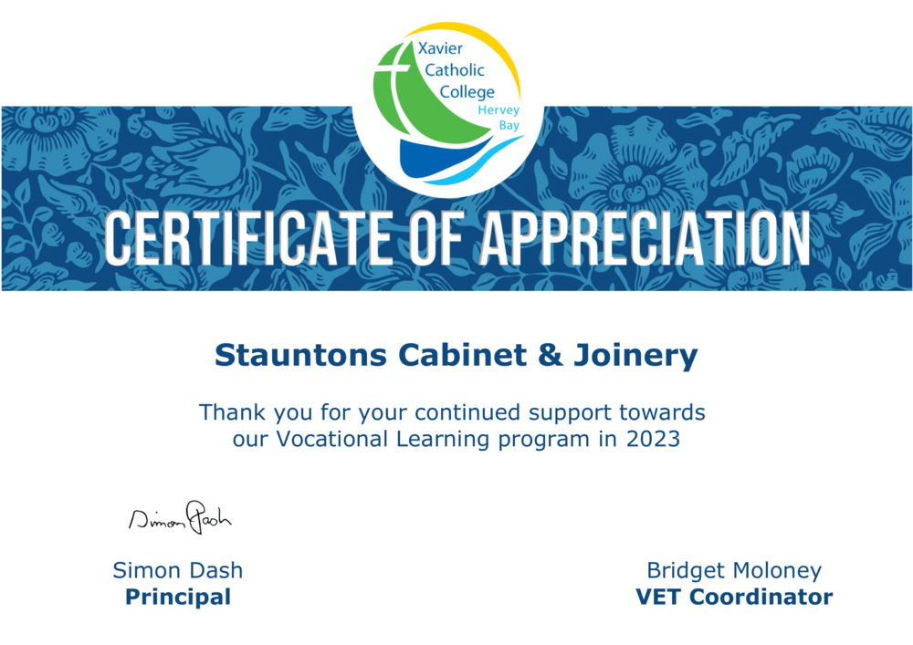 Certificate_of_Appreciation Certificate of Appreciation for Hervey Bay Kitchens