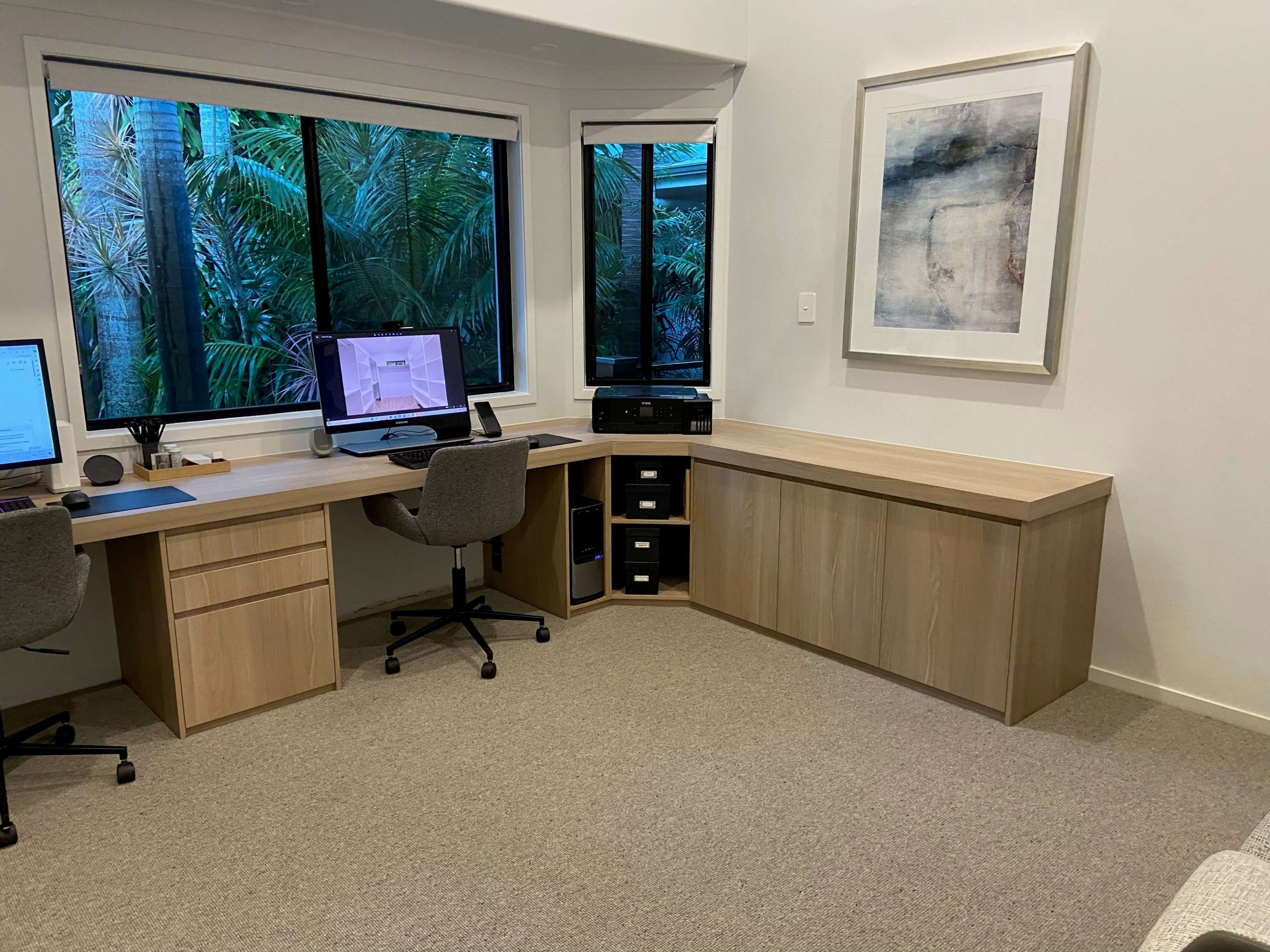 Spacious built in office desks
